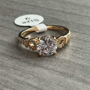 NEW Size 9 | 18K Gold Filled AAA CZ Solitaire Ring | Elegant Engagement Style